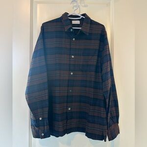 John Elliott Plaid Flannel Shirt Sly Straight Hem Large